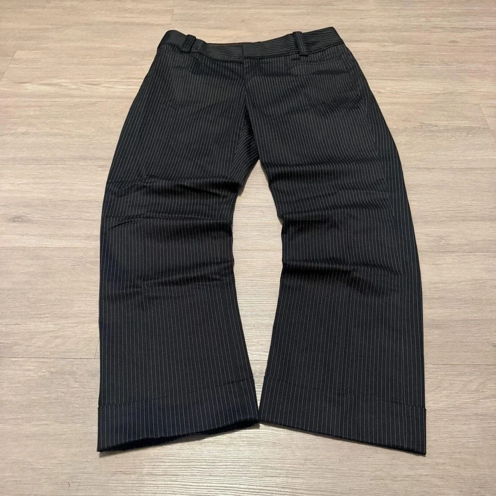 30x27 Black Pinstripe Straight Wide Leg Dress Pants Y2K Grunge